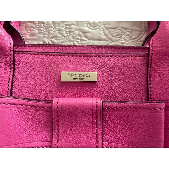 KATE SPADE New York Geniun Leather Pink Fuchsia Bow Satchel Handbag - Picture 5 of 14